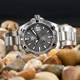 Tag Heuer Aquaracer Calibre 5 Grey Dial Silver Steel Strap Watch for Men - WBD2113.BA0928