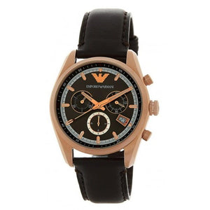 Buy Shop Emporio Armani Chronograph Gray Dial Brown Leather Strap Watch For Men - AR6043 USA Online