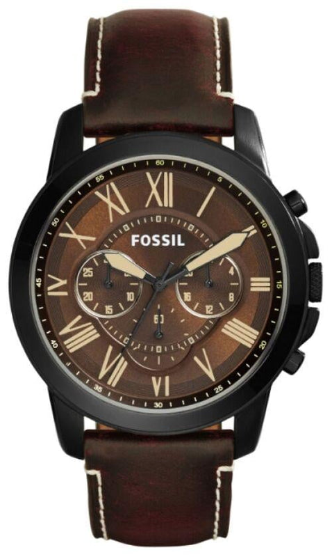 Buy Shop Fossil Grant Chronograph Brown Dial Brown Leather Strap Watch for Men - FS5088 USA Online