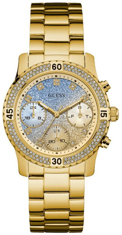 Buy Shop Guess Confetti Diamonds Gold Dial Gold Steel Strap Watch for Women - W0774L2 USA Online