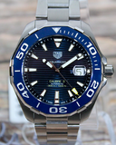 Buy Shop Tag Heuer Aquaracer Calibre 5 Blue Dial Silver Steel Strap Watch for Men - WAY201B.BA0927 USA Online