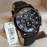 Buy Shop Fossil Grant Automatic Black Dial Black Leather Strap Watch for Men - ME3028 USA Online