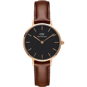Buy Shop Daniel Wellington Classic Petite St Mawes Black Dial Brown Leather Strap Watch For Women - DW00100225 USA Online
