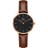 Buy Shop Daniel Wellington Classic Petite St Mawes Black Dial Brown Leather Strap Watch For Women - DW00100225 USA Online