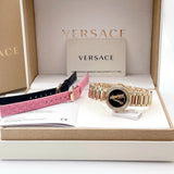 Buy Shop Versace V Virtus Quartz Black Dial Gold Steel Strap Watch For Women - VET300121 USA Online