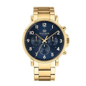Buy Shop Tommy Hilfiger Daniel Chronograph Blue Dial Gold Steel Strap Watch for Men - 1710384 USA Online