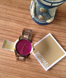 Buy Shop Michael Kors Runway Pink Dial Rose Gold Steel Strap Watch for Women - MK3550 USA Online