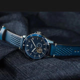Buy Shop Fossil Crewmaster Sports Automatic Blue Dial Blue Leather Strap Watch for Men - ME3149 USA Online