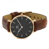 Buy Shop Daniel Wellington Petite St Mawes Black Dial Brown Leather Strap Watch For Women - DW00100169 USA Online