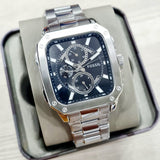 Buy Shop Fossil Inscription Multifunction Black Dial Silver Steel Strap Watch for Men - BQ2655 USA Online