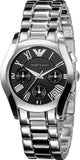 Buy Shop Emporio Armani Velente Chronograph Black Dial Silver Steel Strap Watch For Women - AR0674 USA Online