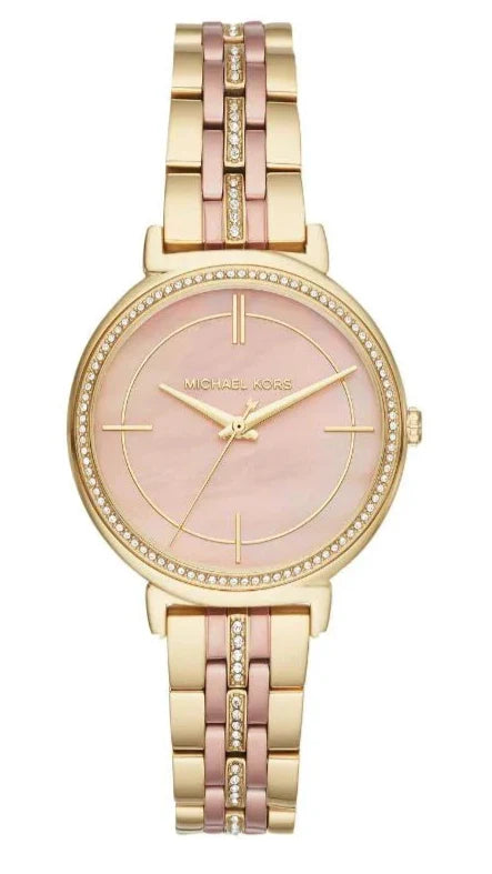 Buy Shop Michael Kors Cinthia Mother of Pearl Rose Gold Dial Two Tone Steel Strap Watch for Women - MK3860 USA Online