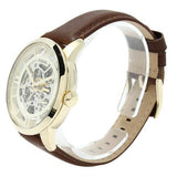 Buy Shop Fossil Townsman Automatic Skeleton Gold Dial Brown Leather Strap Watch for Men - ME3043 USA Online