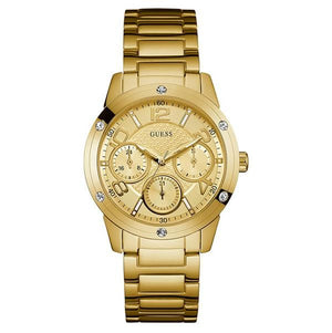 Buy Shop Guess Crystal Multifunction Gold Dial Gold Steel Strap Watch for Women - W0778L2 USA Online