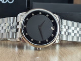 Buy Shop Movado Museum Diamonds Black Dial Silver Steel Strap Watch For Men - 606878 USA Online