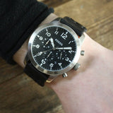 Buy Shop Fossil Pilot 54 Chronograph Black Dial Black Leather Strap Watch for Men - FS5181 USA Online