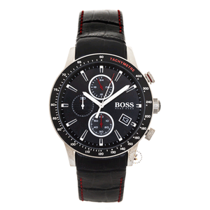 Buy Shop Hugo Boss Rafale Chronograph Black Dial Black Leather Strap Watch For Men - 1513390 USA Online