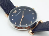 Buy Shop Emporio Armani Gianni T Bar Analog Blue Dial Black Leather Strap Watch For Women - AR1989 USA Online