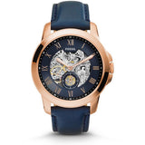 Buy Shop Fossil Grant Automatic Blue Dial Blue Leather Strap Watch for Men - ME3029 USA Online