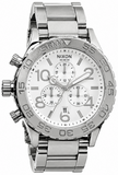 Nixon 42-20 Chrono Silver Dial Silver Steel Strap Watch for Men - A037-945