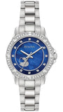 Bulova Crystal Collection Blue Mother of Pearl Dial Silver Steel Strap Watch for Women - 96L238