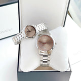Buy Shop Gucci G Timeless Quartz Brown Dial Silver Steel Strap Watch for Men - YA126317 USA Online