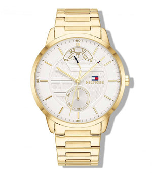 Buy Shop Tommy Hilfiger Hunter White Dial Gold Steel Strap Watch for Men - 1791609 USA Online