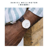Buy Shop Daniel Wellington Classic York White Dial Brown Leather Strap Watch For Women - DW00100038 USA Online