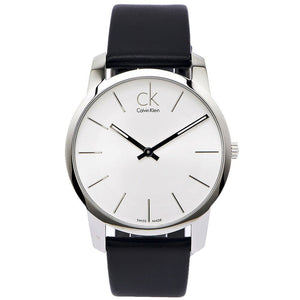 Buy Shop Calvin Klein City White Dial Black Leather Strap Watch For Men - K2G211C6 USA Online