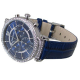 Swarovski Passage Chrono Crystal Blue Dial Blue Leather Strap Watch for Women - 5580342