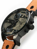 Diesel Mr. Daddy 2.0 Chronograph Grey Dial Brown Leather Strap Watch For Men - DZ7406