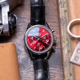 Buy Shop Tag Heuer Carrera Automatic Chronograph Red Dial Black Leather Strap Watch for Men - CBK221G.FC6479 USA Online