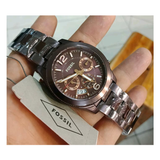 Buy Shop Fossil Perfect Boyfriend Multifunction Maroon Dial Maroon Steel Strap Watch for Women - ES4110 USA Online