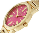 Buy Shop Michael Kors Hartman Quartz Pink Dial Gold Steel Strap Watch For Women - MK3520 USA Online