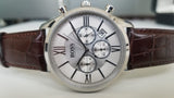 Buy Shop Hugo Boss Ambassador Chronograph Silver Dial Brown Leather Strap Watch For Men - HB1513195 USA Online