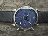 Buy Shop Emporio Armani Luigi Chronograph Blue Dial Black Leather Strap Watch For Men - AR1736 USA Online