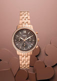 Buy Shop Fossil Neutra Chronograph Mother of Pearl Brown Dial Rose Gold Steel Strap Watch for Women - ES5218 USA Online
