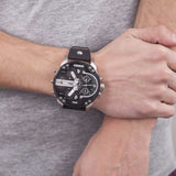 Buy Shop Diesel Mr Daddy Chronograph Black Dial Black Leather Strap Watch For Men - DZ7313 USA Online