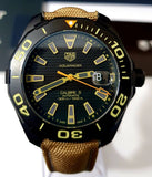 Buy Shop Tag Heuer Aquaracer 300 Calibre 5 Automatic Black Dial Brown Nylon Strap Watch for Men - WAY208C.FC6383 USA Online