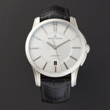 Maurice Lacroix Pontos Silver Dial Black Leather Strap Watch For Men - PT6148-SS001-131