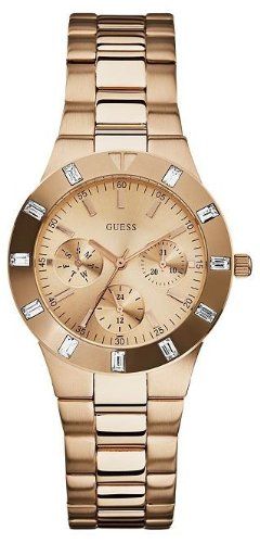 Buy Shop Guess Glisten Multifunction Quartz Rose Gold Dial Rose Gold Steel Strap Watch For Women - W16017L1 USA Online