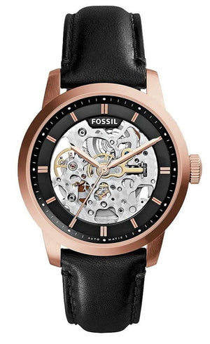 Buy Shop Fossil Townsman Automatic Skeleton Black Dial Black Leather Strap Watch for Men - ME3084 USA Online