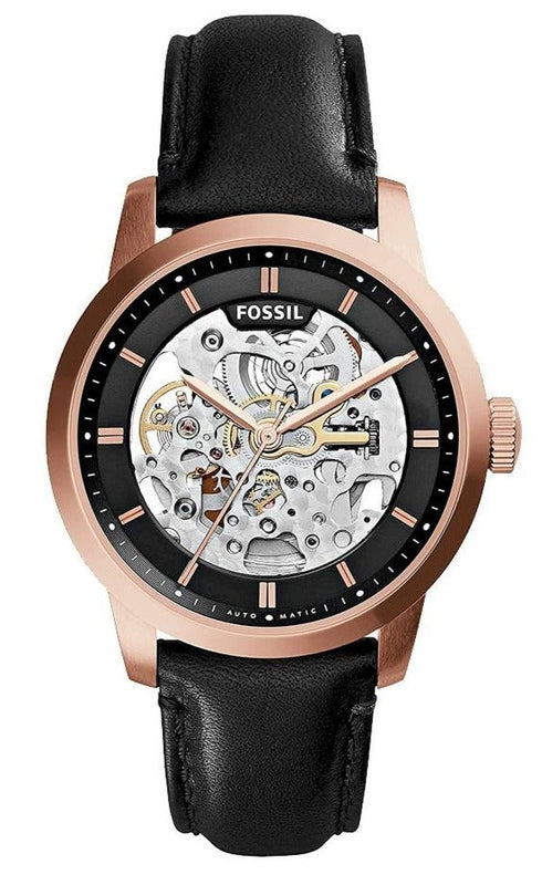 Buy Shop Fossil Townsman Automatic Skeleton Black Dial Black Leather Strap Watch for Men - ME3084 USA Online