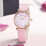 Buy Shop Emporio Armani Gianni T Bar Mother Of Pearl Pink Dial Pink Leather Strap Watch For Women - AR1958 USA Online