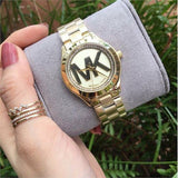 Buy Shop Michael Kors Slim Runway Gold Dial Gold Steel Strap Watch for Women - MK3477 USA Online