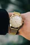 Buy Shop Michael Kors Slim Runway Quartz Gold Dial Gold Mesh Bracelet Watch For Women - MK8625 USA Online