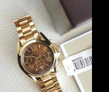 Buy Shop Michael Kors Bradshaw Brown Dial Gold Steel Strap Watch for Women - MK5502 USA Online