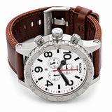 Nixon 51-30 Chronograph Silver Dial Brown Leather Strap Watch for Men - A124-1113