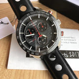 Buy Shop Tissot PRS 516 Chronograph Black Dial Black Leather Strap Watch For Men - T100.417.16.051.00 USA Online