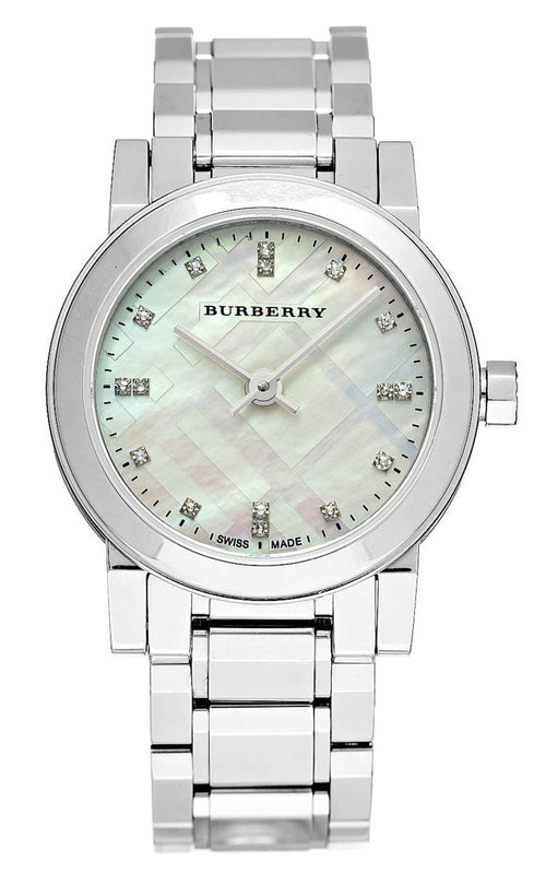 Buy Shop Burberry The City Diamonds Mother of Pearl Dial Silver Steel Strap Watch for Women - BU9224 USA Online